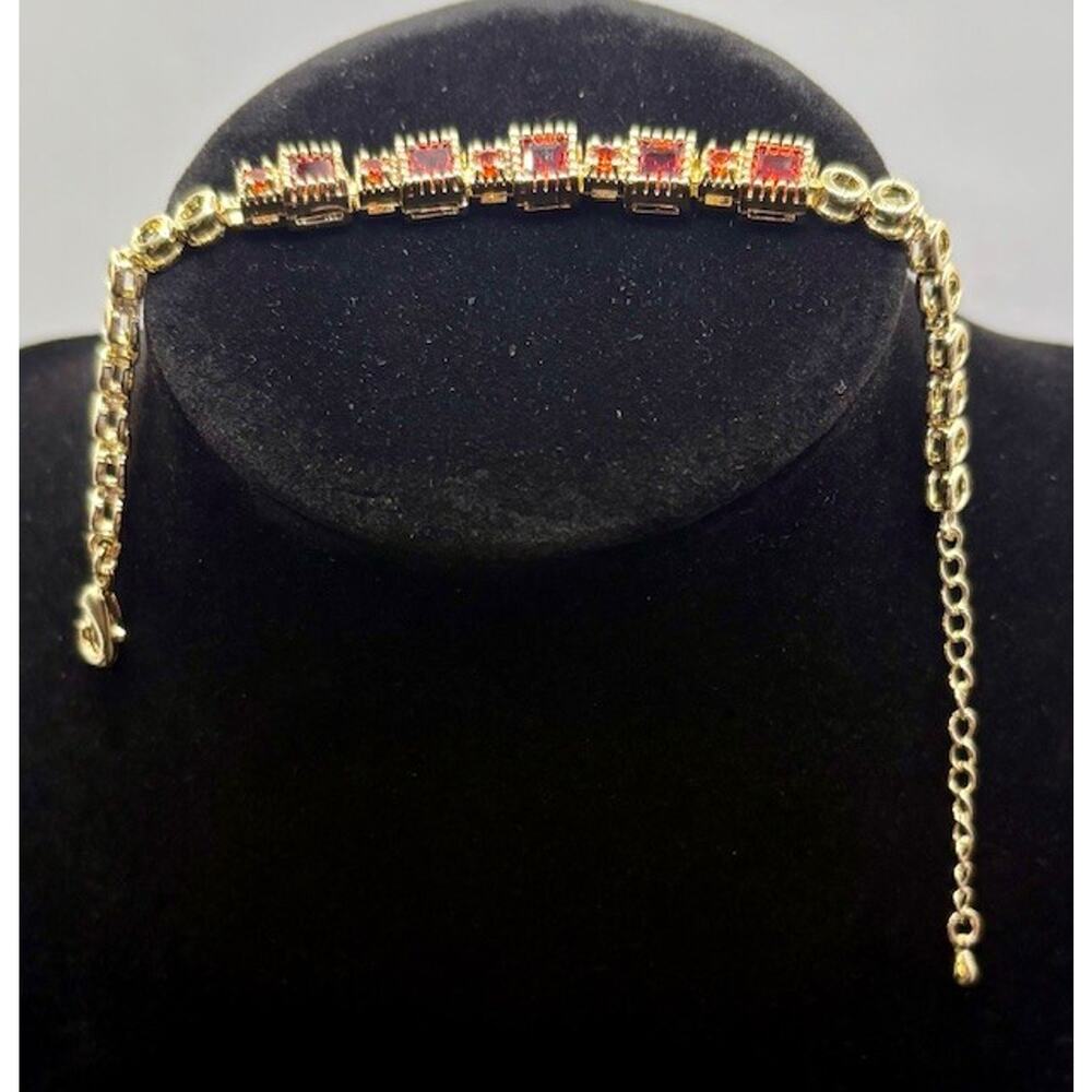 Bracelet Faux Orange Opal Gold Over Brass